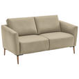 2-SITZER-SOFA  in Echtleder Ecru   - Ecru/Eichefarben, Natur, Leder/Holz (182/86/87cm) - Valnatura