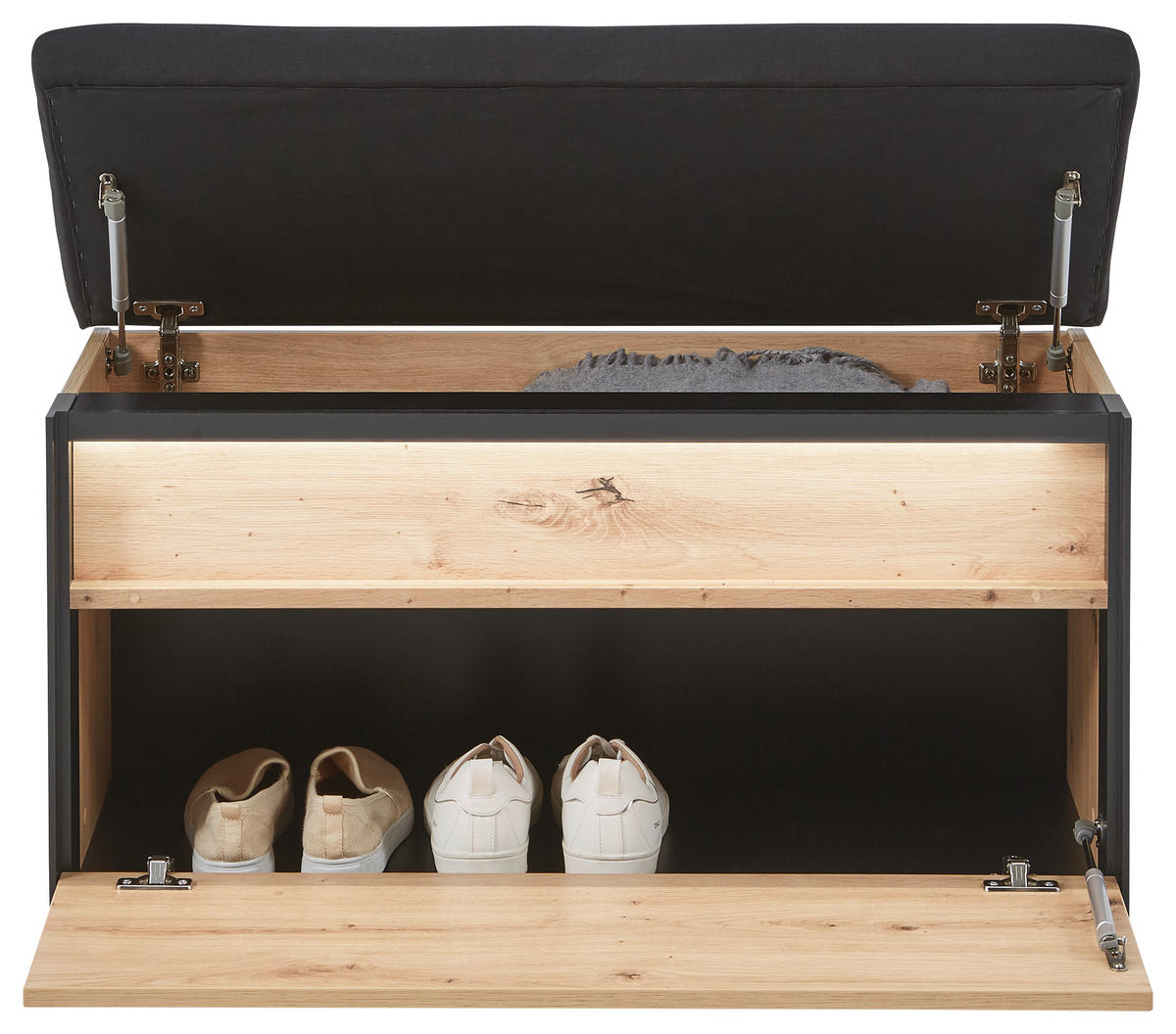 GARDEROBE 5-teilig  in 266/200/38 cm  - Schwarz/Eiche Artisan, KONVENTIONELL, Glas/Holzwerkstoff (266/200/38cm) - Voleo