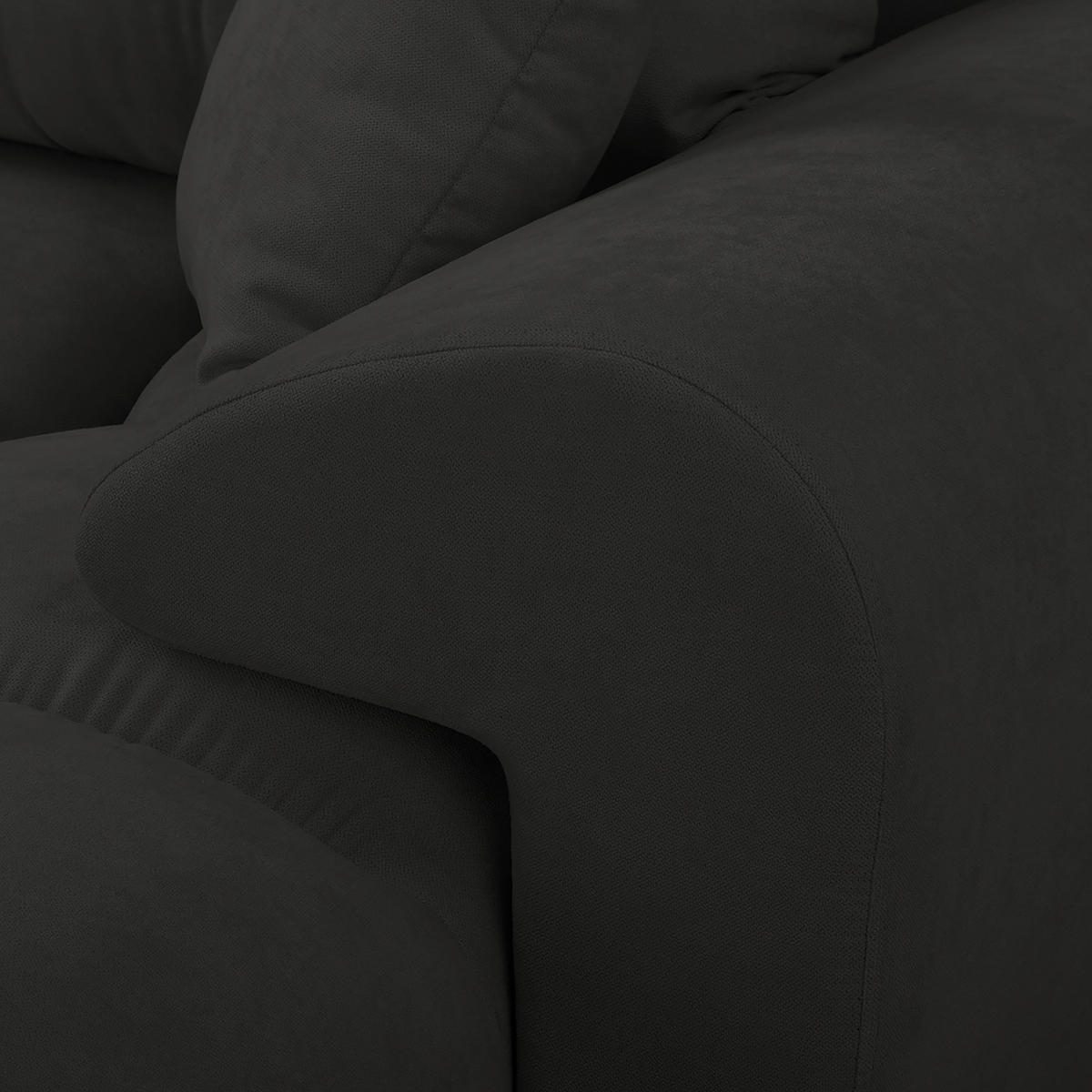 ECKSOFA in Mikrofaser Dunkelgrau  - Dunkelgrau/Silberfarben, Design, Textil/Metall (256/175cm) - Livetastic