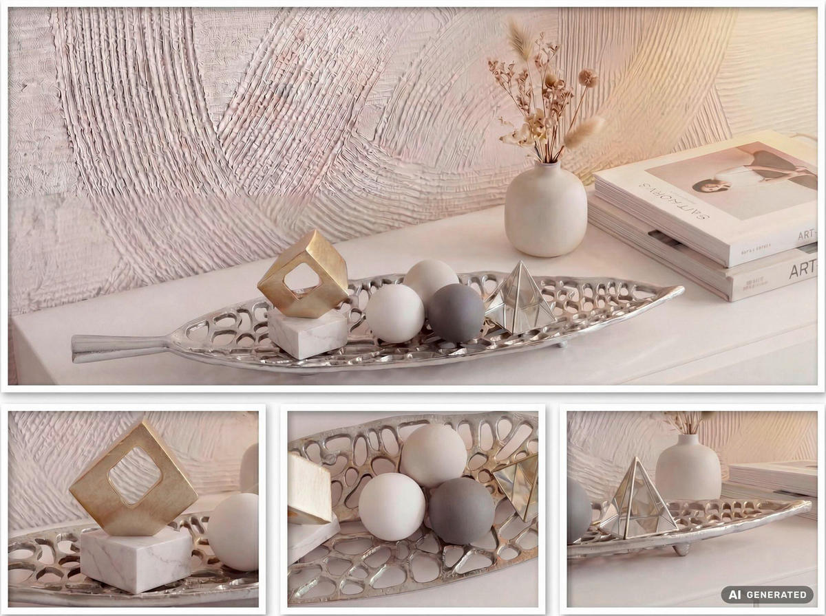 DEKOSCHALE - Silberfarben, Design, Metall (63/5/15cm) - Livetastic