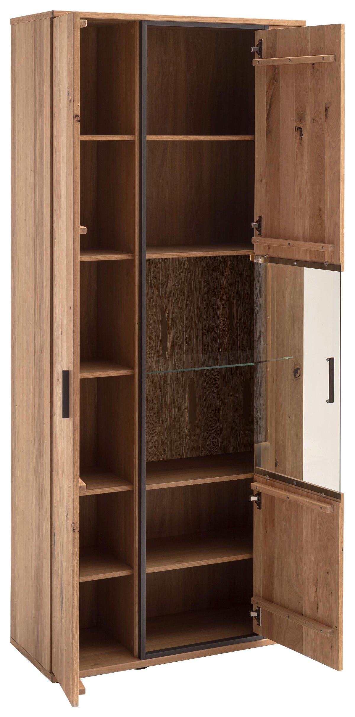 VITRINE Anthrazit, Eichefarben  90/209/37 cm  - Eichefarben/Anthrazit, Konventionell, Glas/Holz (90/209/37cm) - Landscape