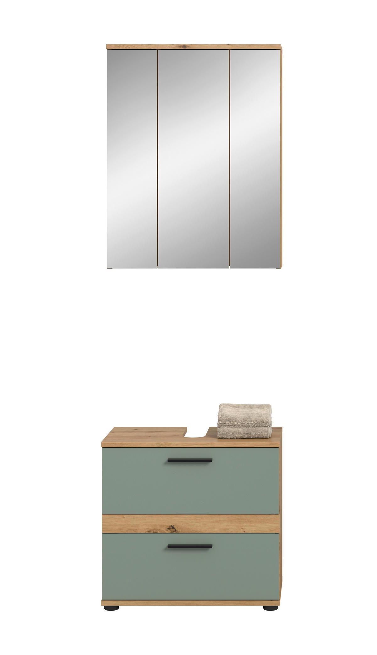 BADRUM 60 cm  - svart/ek Artisan, Trend, trämaterial/glas (60cm) - MID.YOU