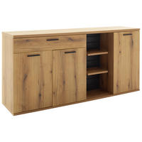 SIDEBOARD Grau, Eichefarben  175/87/44 cm  - Eichefarben/Anthrazit, Design, Holzwerkstoff/Metall (175/87/44cm) - home24