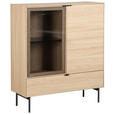 HIGHBOARD  100/120/40 cm 1 Schublade(n)  - Eichefarben/Schwarz, KONVENTIONELL, Glas/Holzwerkstoff (100/120/40cm) - Xora