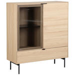 HIGHBOARD  100/120/40 cm 1 Schublade(n)  - Eichefarben/Schwarz, KONVENTIONELL, Glas/Holzwerkstoff (100/120/40cm) - Xora
