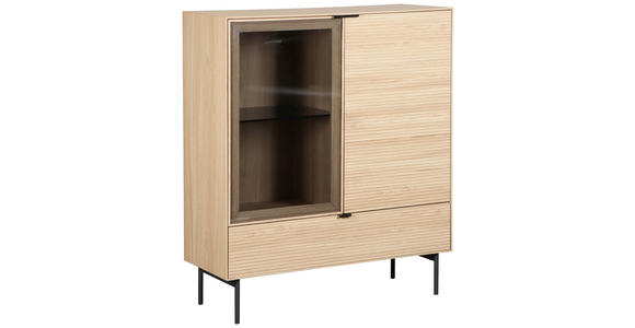 HIGHBOARD  100/120/40 cm 1 Schublade(n)  - Eichefarben/Schwarz, KONVENTIONELL, Glas/Holzwerkstoff (100/120/40cm) - Xora