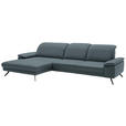 ECKSOFA in Echtleder Grau  - Schwarz/Grau, Design, Leder/Metall (193/332cm) - Dieter Knoll