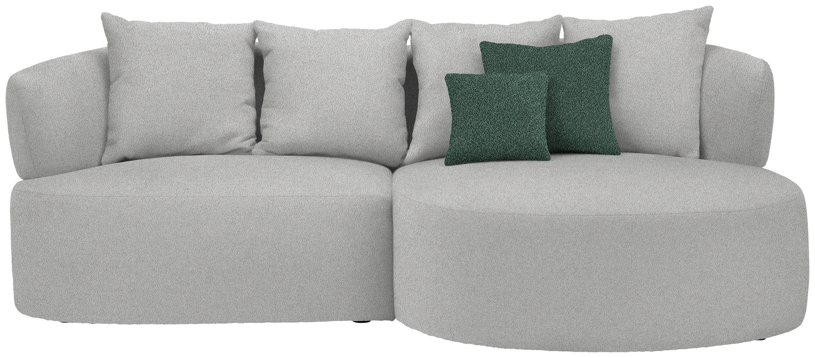 ECKSOFA in Plüsch Grau  235/166 cm  - Dunkelgrün/Schwarz, MODERN, Kunststoff/Textil (235/166cm) - Hom`in