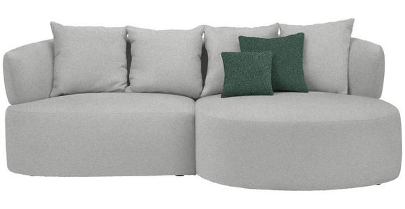 ECKSOFA in Plüsch Grau  - Dunkelgrün/Schwarz, MODERN, Kunststoff/Textil (235/166cm) - Hom`in