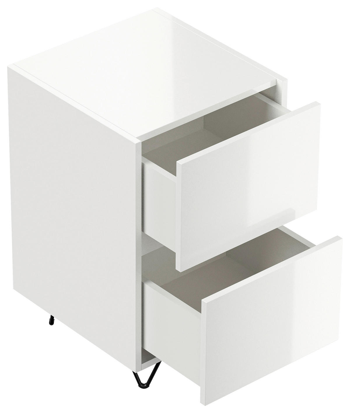 NACHTTISCH 41,2/65/42 cm  - Weiß Hochglanz/Schwarz, Basics, Holzwerkstoff/Metall (41,2/65/42cm) - MID.YOU