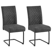 SCHWINGSTUHL-SET 2 Stück  in Stahl Mikrofaser  - Anthrazit/Schwarz, MODERN, Textil/Metall (45/95/60cm) - MID.YOU