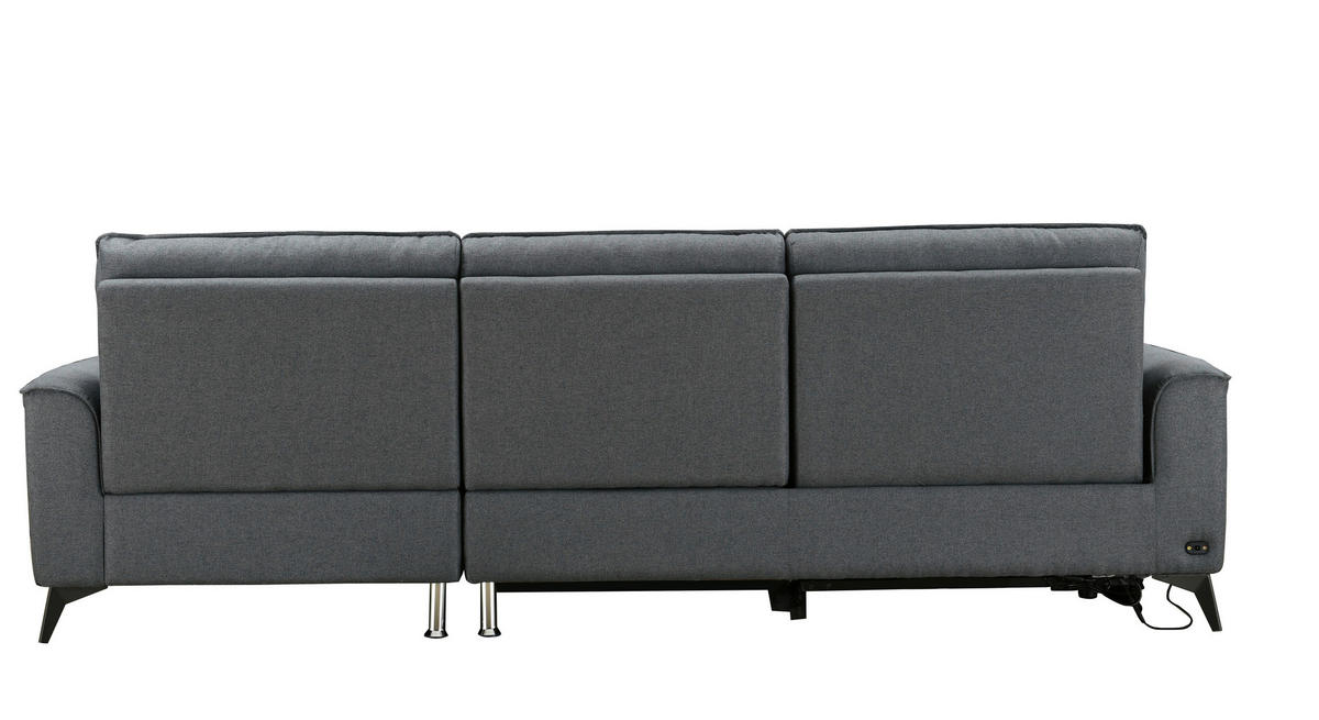 ECKSOFA Anthrazit Webstoff  - Anthrazit/Schwarz, Design, Textil/Metall (155/281cm) - Livetastic