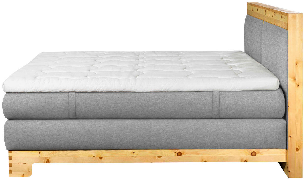 BOXSPRINGBETT 160/200 cm  in Hellgrau  - Hellgrau, Natur, Holz/Textil (160/200cm) - Linea Natura
