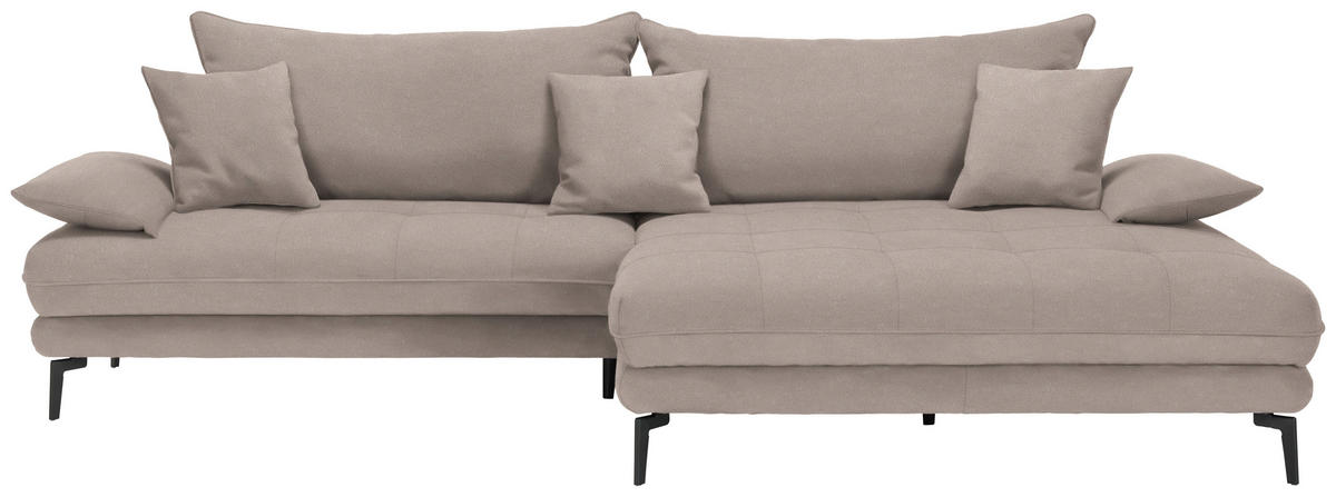 ECKSOFA PRATO Hellbraun Flachgewebe  - Hellbraun/Schwarz, MODERN, Textil/Metall (292/176cm) - MID.YOU