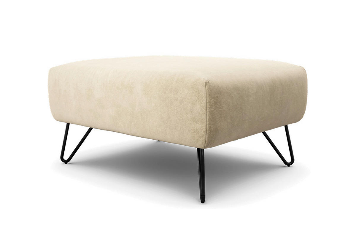 HOCKER Samt Naturfarben  - Schwarz/Naturfarben, Design, Textil/Metall (90/70/46cm) - SENSOO
