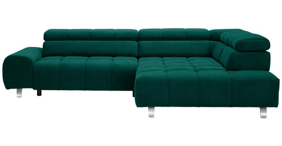 ECKSOFA  in Webstoff Grün  295/201 cm  - Dunkelgrau/Silberfarben, Design, Textil/Metall (295/201cm) - Hom`in