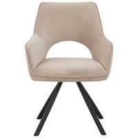 ARMLEHNSTUHL  in Eisen Webstoff  - Beige/Schwarz, Design, Textil/Metall (60/85/63cm) - Hom`in