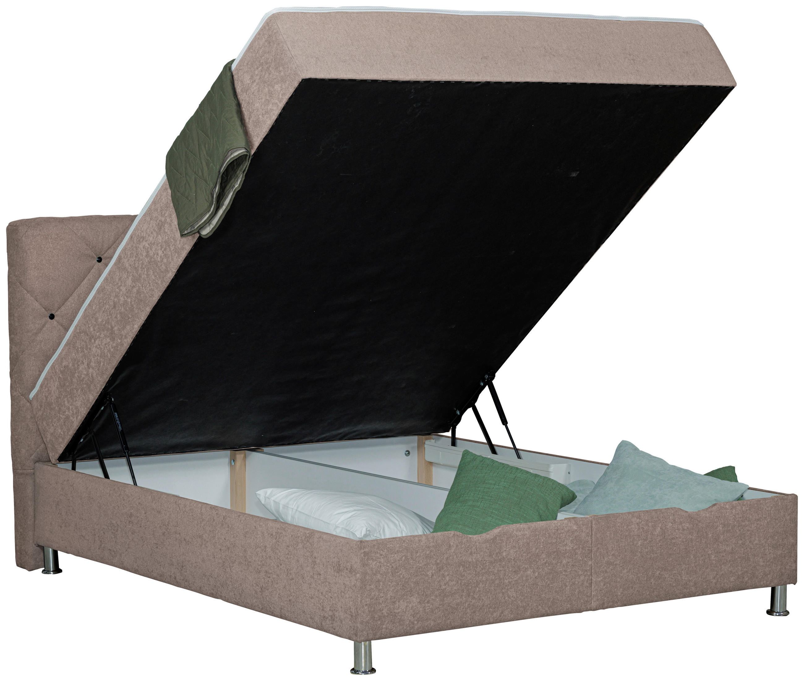 BOXBETT 180/200 cm  in Hellbraun  - Chromfarben/Hellbraun, Design, Kunststoff/Textil (180/200cm) - Boxxx