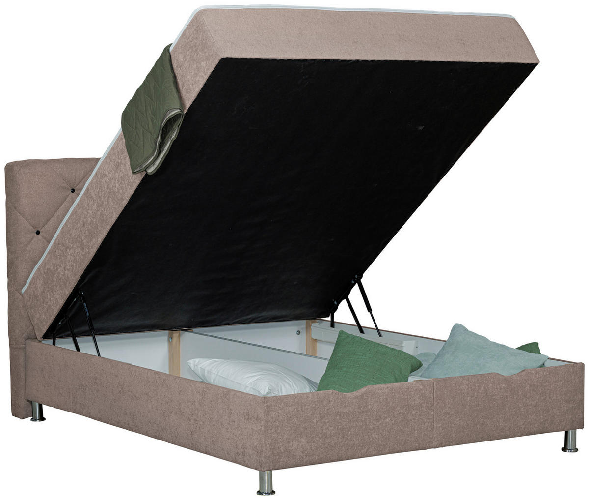 BOXBETT 180/200 cm  in Hellbraun  - Chromfarben/Hellbraun, Design, Kunststoff/Textil (180/200cm) - Boxxx