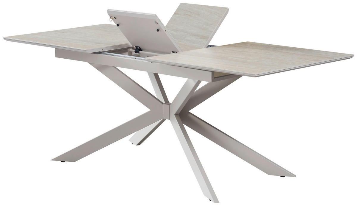 ESSTISCH 160/200/90/76 cm Nachbildung  Metall, Stein, Holzwerkstoff ausziehbar rechteckig Beige  - Taupe/Beige, Basics, Holzwerkstoff/Stein (160/200/90/76cm) - Livetastic