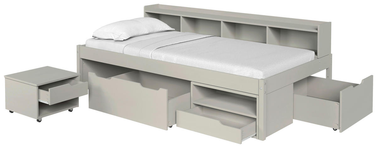 STAURAUMBETT 90/200 cm  in Taupe  - Taupe/Naturfarben, MODERN, Holz/Holzwerkstoff (90/200cm) - MID.YOU