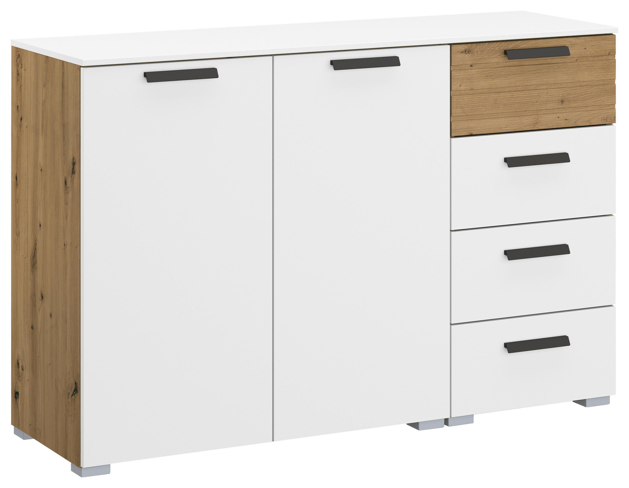 SIDEBOARD 120/81/42 cm  in Weiß, Eiche Artisan  - Graphitfarben/Alufarben, Design, Holzwerkstoff/Kunststoff (120/81/42cm) - Xora