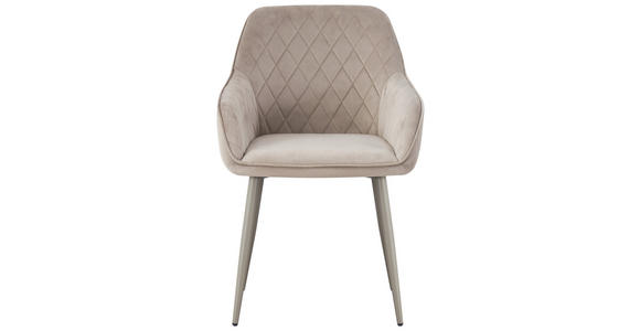 ARMLEHNSTUHL in Eisen Samt - Taupe, Design, Textil/Metall (56/82.5/61.5cm) - Novel