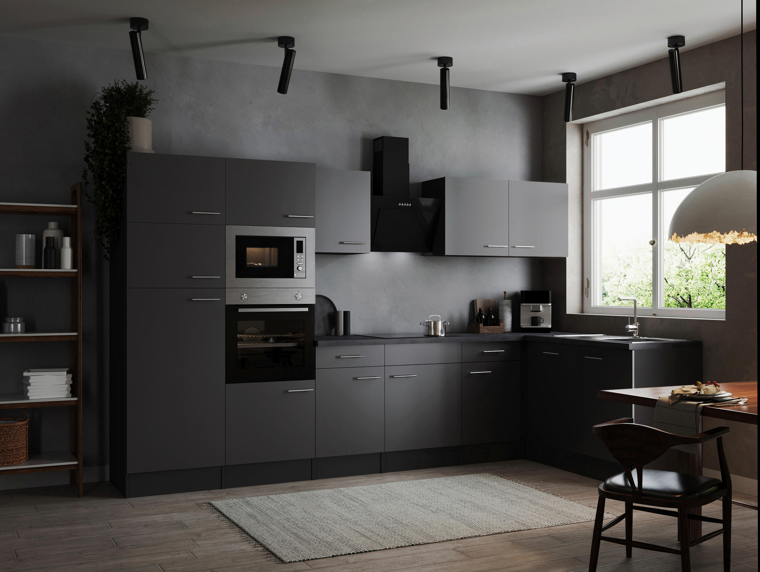 ECKKÜCHE - Silberfarben/Grau, Design, Holzwerkstoff/Metall (340/172cm) - Respekta