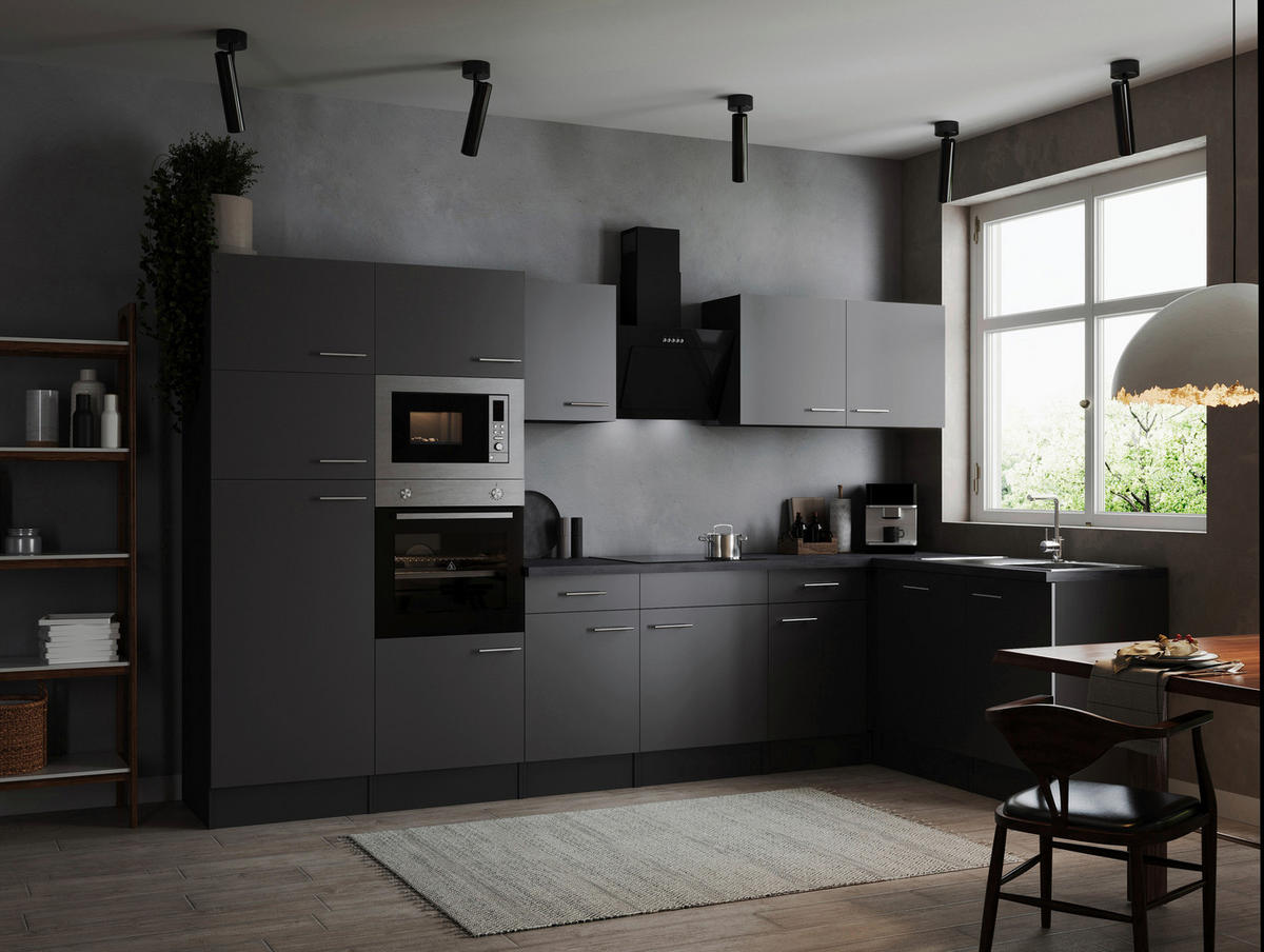 ECKKÜCHE - Silberfarben/Grau, Design, Holzwerkstoff/Metall (340/172cm) - Respekta