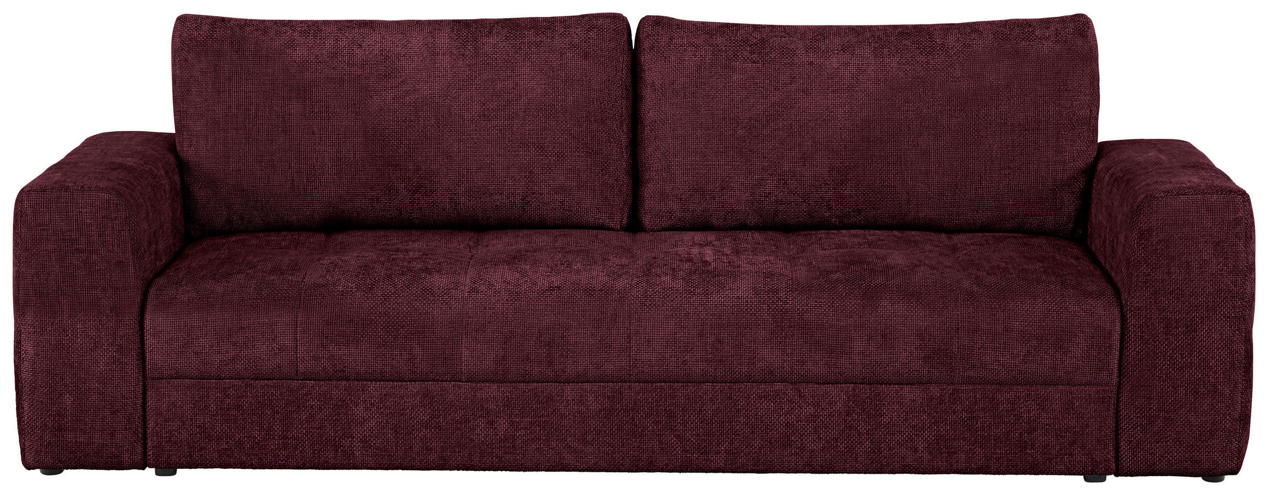 SCHLAFSOFA Struktur Weinrot  inkl. Zierkissen, Rückenkissen, Bettkasten, Schlaffunktion, Rücken echt  - Weinrot/Schwarz, KONVENTIONELL, Kunststoff/Textil (253/87/102cm) - Xora