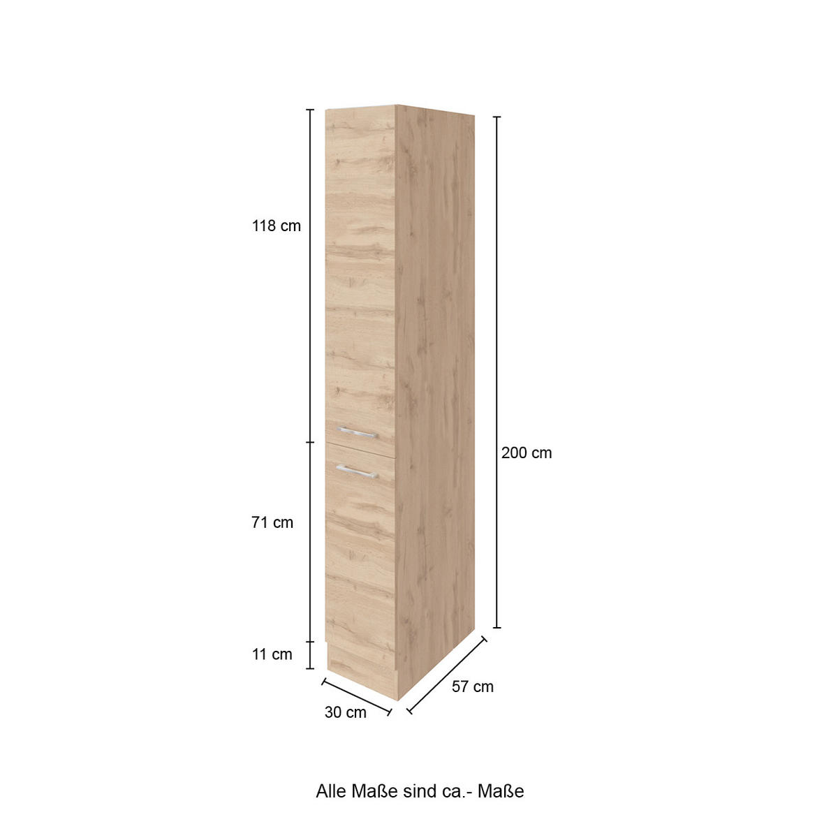 APOTHEKERSCHRANK 30/200/60 cm  in Anthrazit  - Chromfarben/Anthrazit, Modern, Holzwerkstoff/Metall (30/200/60cm) - Held