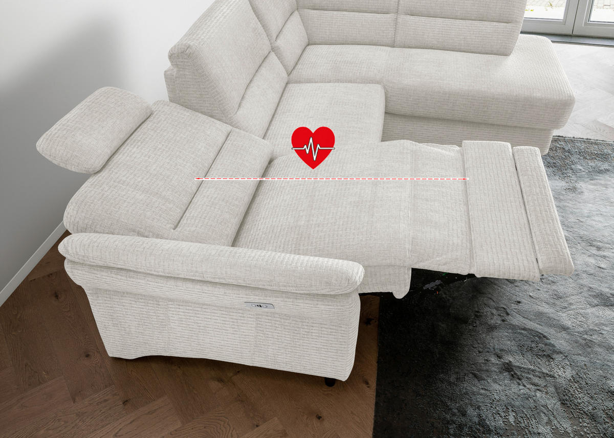 ECKSOFA in Mikrofaser Creme  - Weiss/Creme, Modern, Holz/Textil (266/190cm) - Livetastic