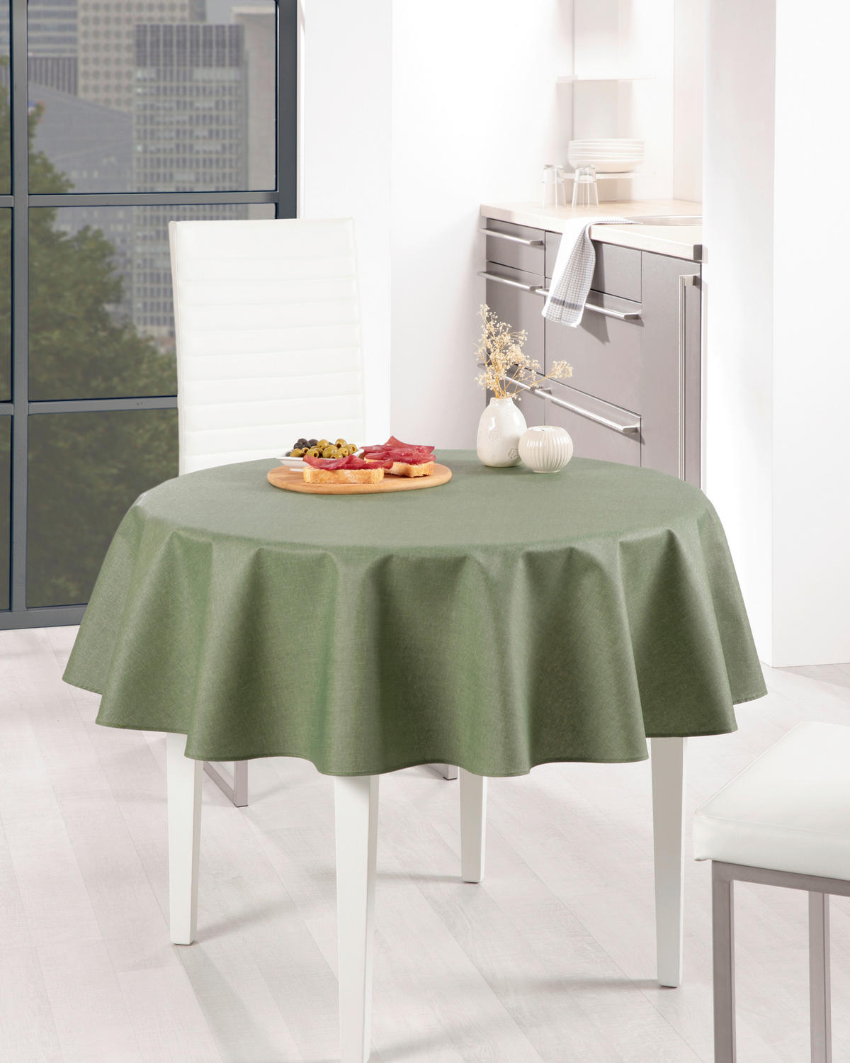 TISCHDECKE OSLO Textil Olivgrün 140 cm  - Olivgrün, Basics, Textil (140cm) - Peyer Syntex