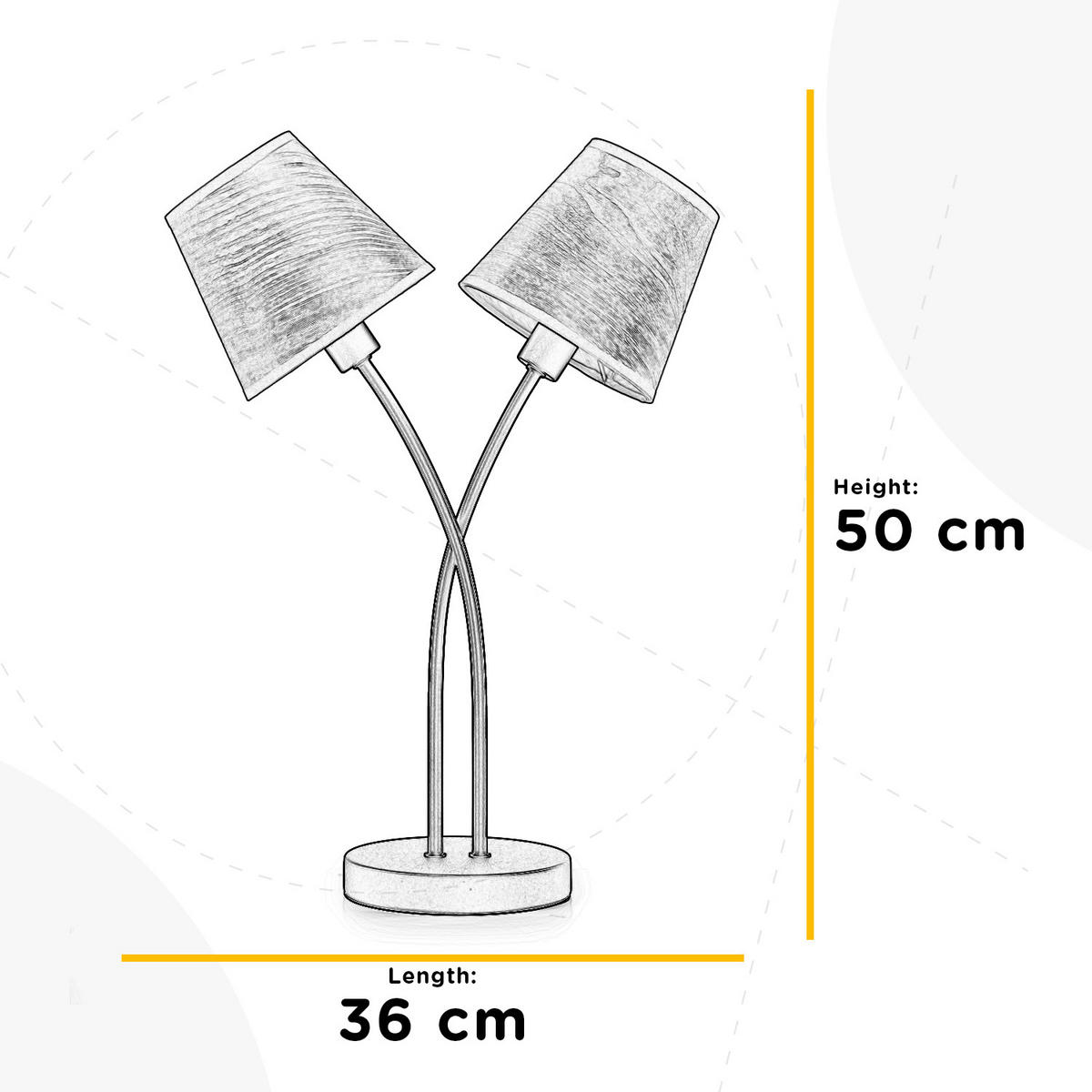 TISCHLEUCHTE 36/15/50 cm   - Eichefarben/Schwarz, KONVENTIONELL, Textil/Metall (36/15/50cm)