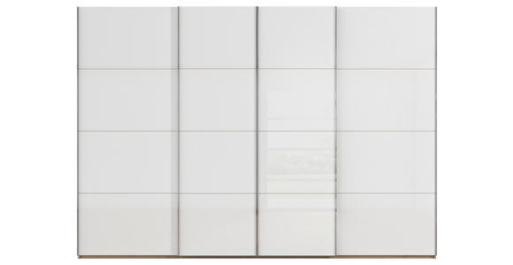 SCHWEBETÜRENSCHRANK 316/223/68 cm 4-türig Weiß, Eiche Artisan  - Chromfarben/Weiß, Design, Glas/Holzwerkstoff (316/223/68cm) - Novel