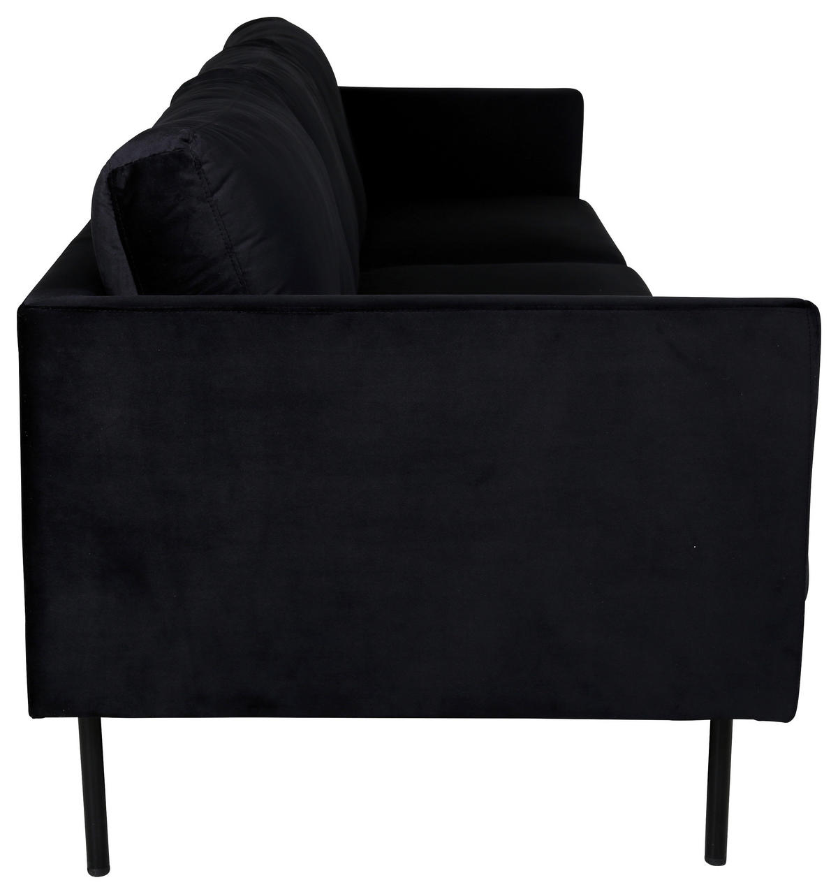 3-SITZER-SOFA in Samt Schwarz  - Schwarz, Design, Textil/Metall (260/78/80cm) - Livetastic