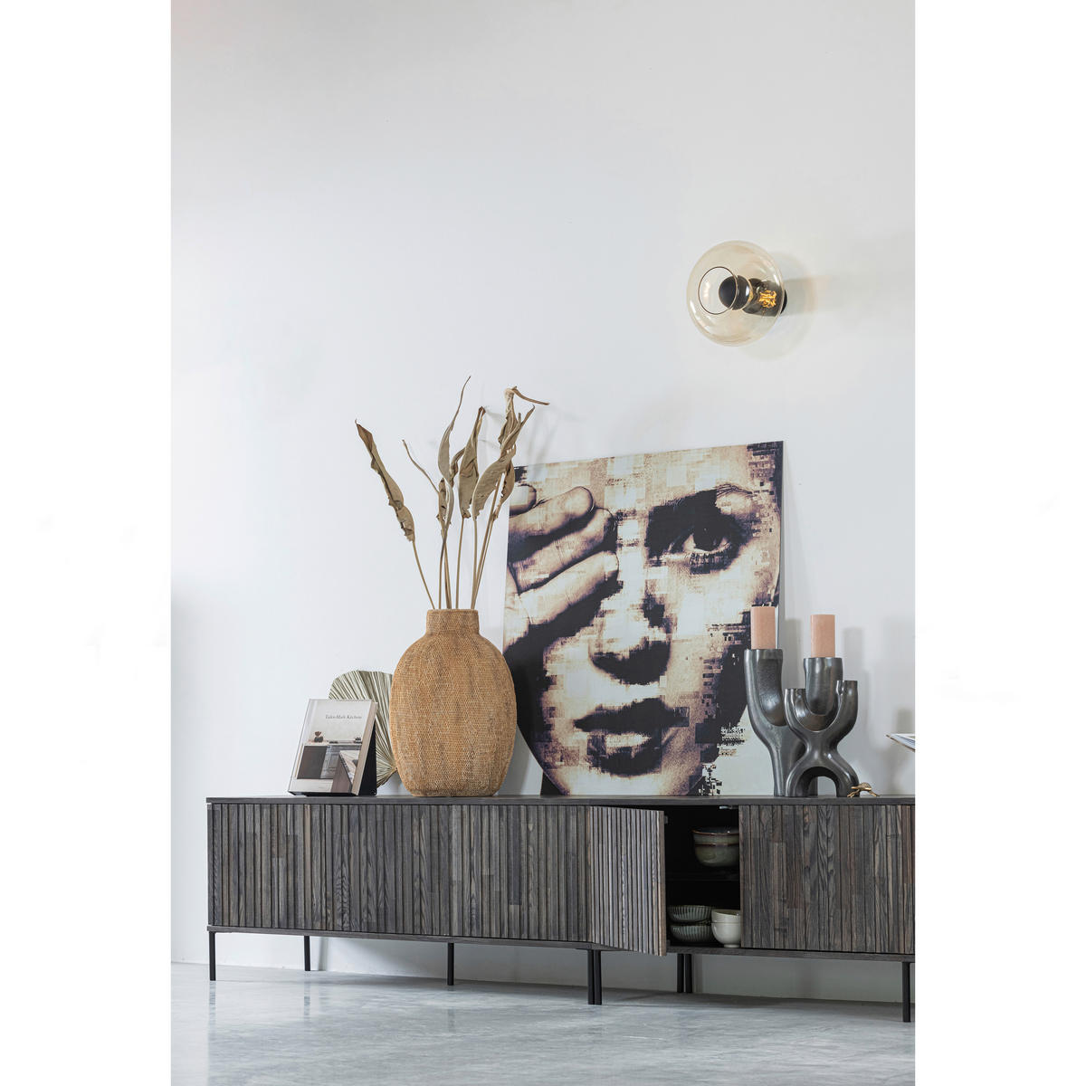 LOWBOARD Gravure 100/56/44 cm   - Schwarz/Braun, Design, Holz/Metall (100/56/44cm) - Livetastic