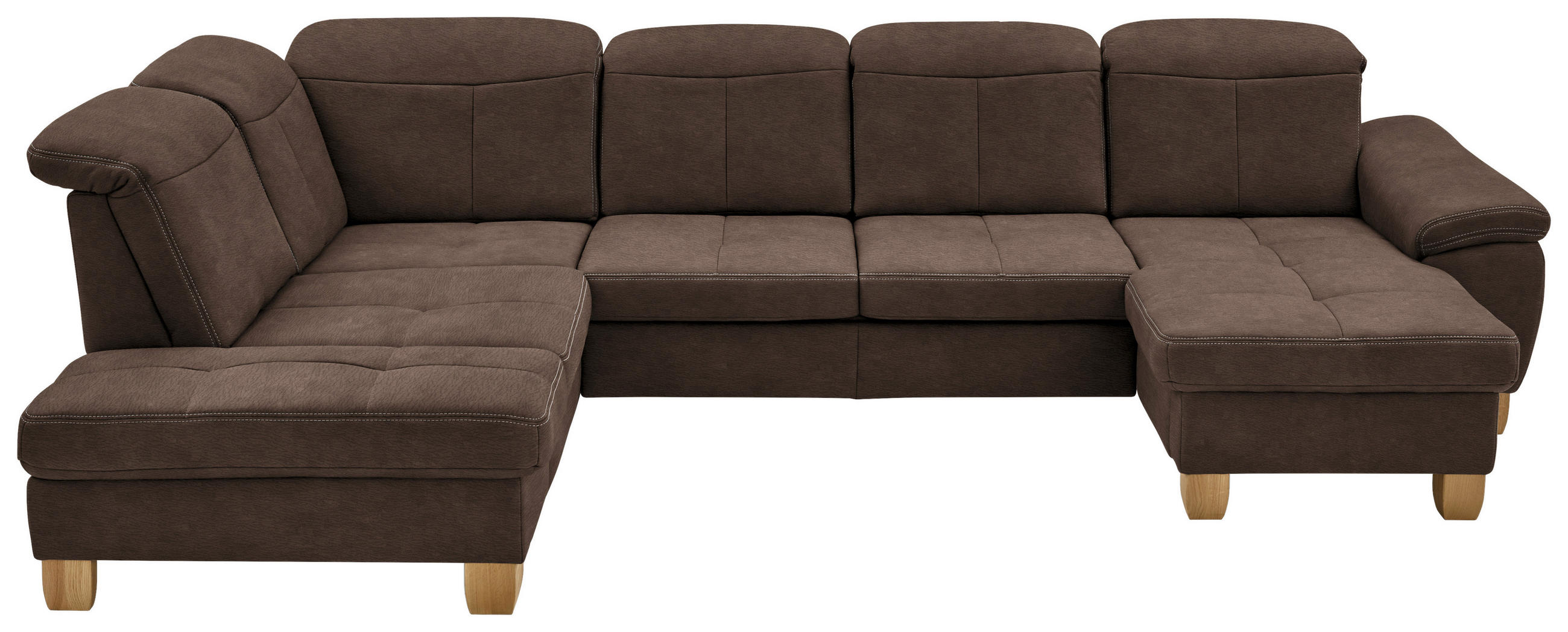 WOHNLANDSCHAFT in Mikrofaser Braun  - Wildeiche/Beige, Konventionell, Holz/Textil (243/343/185cm) - Voleo