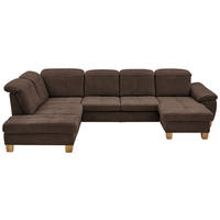 WOHNLANDSCHAFT in Mikrofaser Braun  - Wildeiche/Beige, KONVENTIONELL, Holz/Textil (243/343/185cm) - Voleo