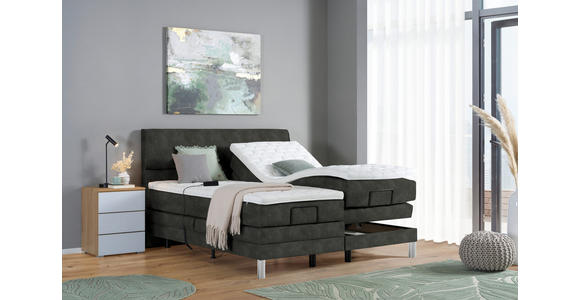 BOXSPRINGBETT 180/200 cm  in Dunkelgrau  - Chromfarben/Dunkelgrau, KONVENTIONELL, Kunststoff/Textil (180/200cm) - Voleo