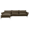 ECKSOFA in Webstoff Braun  165/338 cm  - Schwarz/Braun, Design, Textil/Metall (165/338cm) - Hom`in