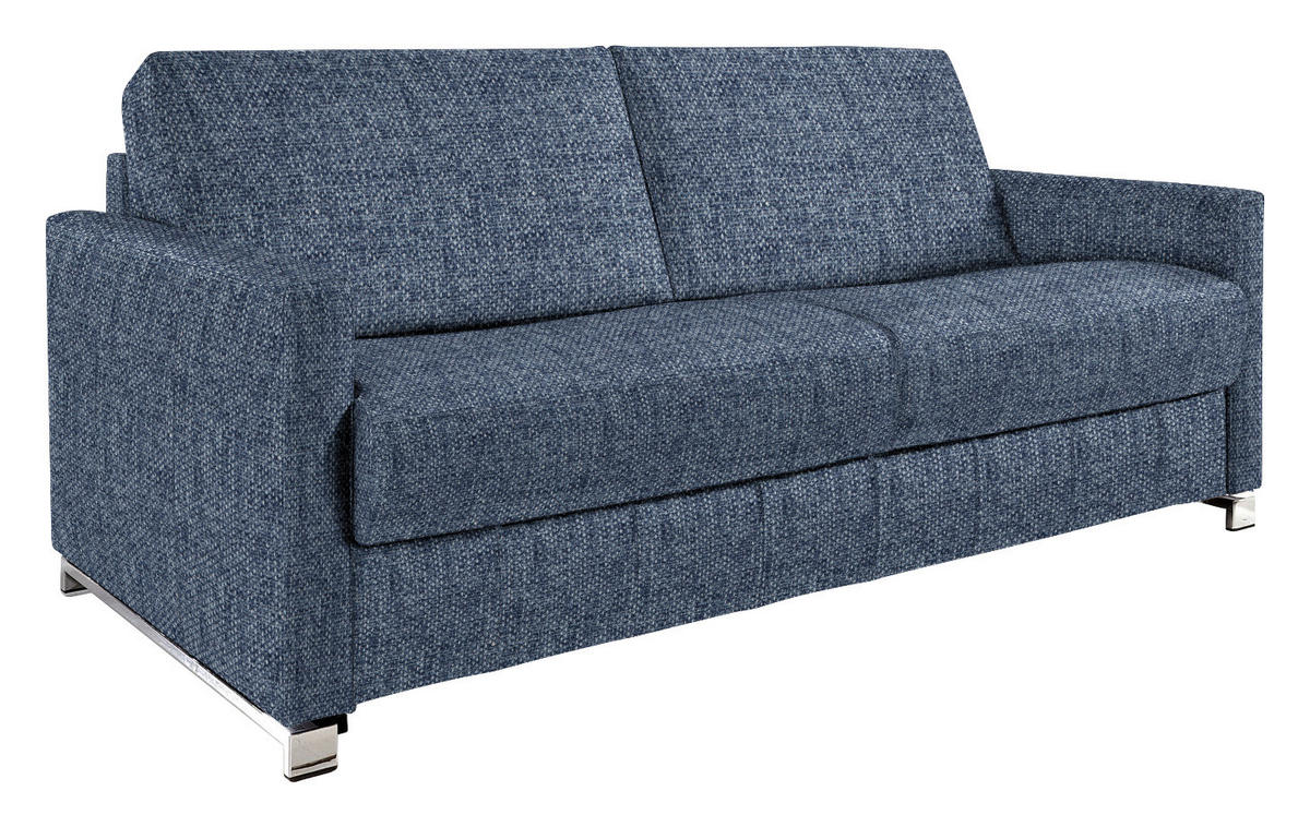 SCHLAFSOFA in Flachgewebe Blau  - Chromfarben/Blau, Design, Textil/Metall (185/84/100cm) - Bali