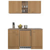 MINIKÜCHE 150 cm   in Buchefarben  - Edelstahlfarben/Beige, MODERN, Glas/Holzwerkstoff (150cm) - FlexWell