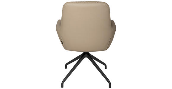 ARMLEHNSTUHL  in Aluminium, Eisen Echtleder pigmentiert  - Taupe/Schwarz, Design, Leder/Metall (64/89/65cm) - Dieter Knoll