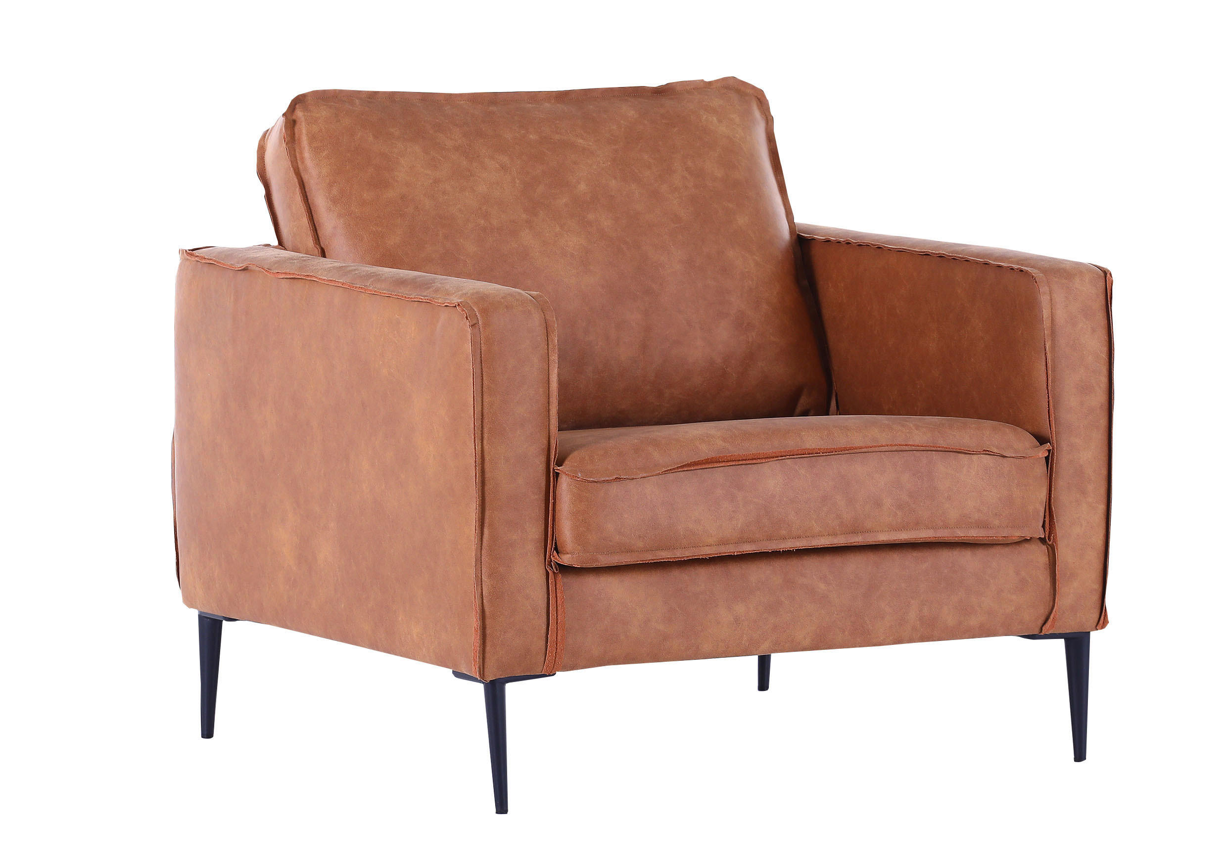 SESSEL in Flachgewebe Cognac - Cognac/Schwarz, KONVENTIONELL, Textil/Metall (90/66/93cm) - Ambia Home