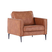 SESSEL in Flachgewebe Cognac  - Cognac/Schwarz, Konventionell, Textil/Metall (90/66/93cm) - Ambia Home