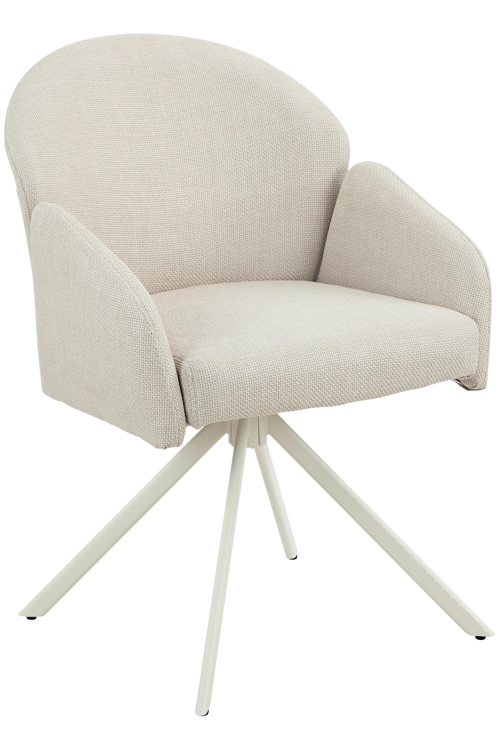 ARMLEHNSTUHL 2 Stück Sitzfläche 360° drehbar, inklusive Armlehnen, gepolsterte Armlehnen Webstoff  Creme, Beige  - Beige/Creme, MODERN, Textil/Metall (59/84/61cm) - Livetastic