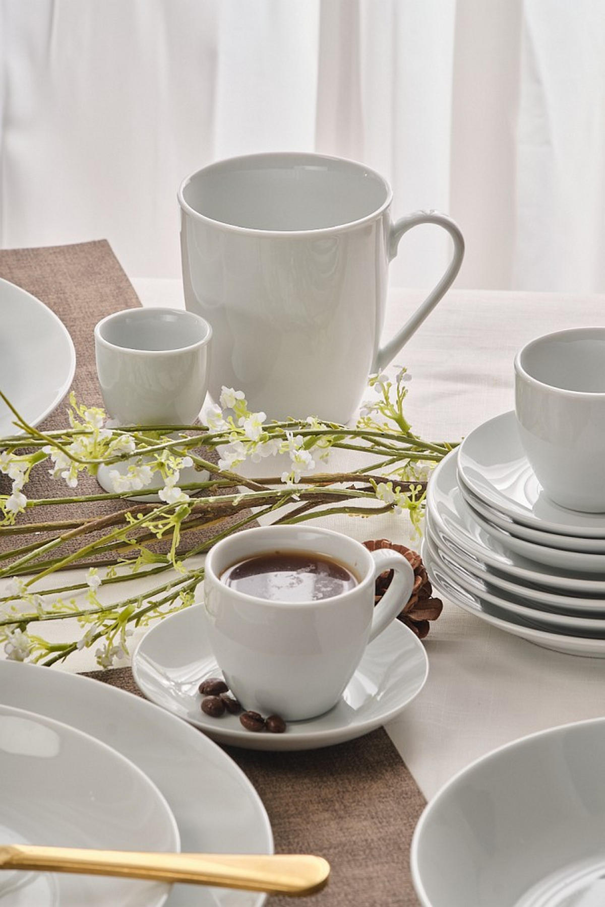 KOMBINOVANÁ SOUPRAVA 62dílné, porcelán keramika  - bílá, Basics, keramika - Novel