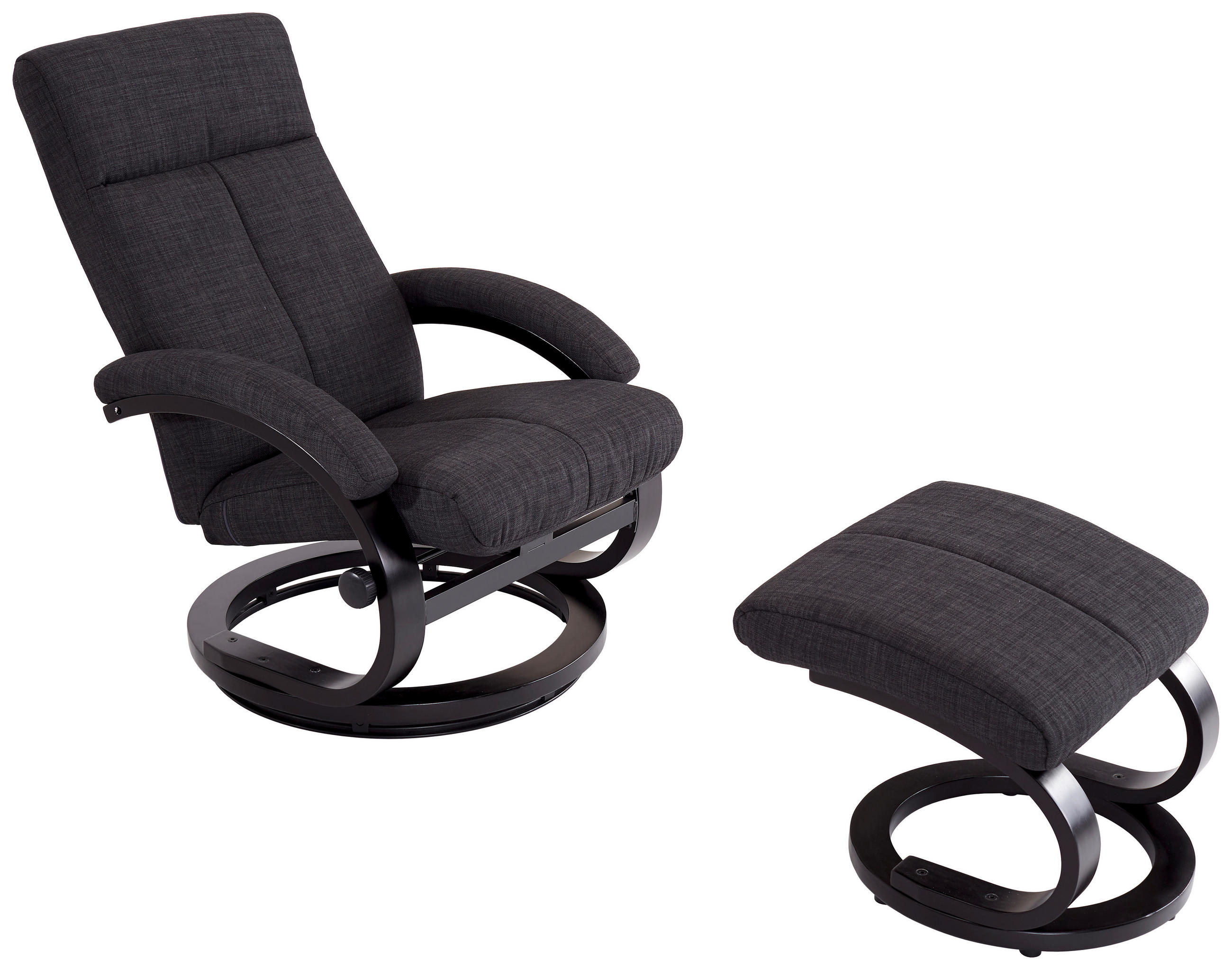 Fernsehsessel Mit Fußhocker Niklas Webstoff Dunkelgrau