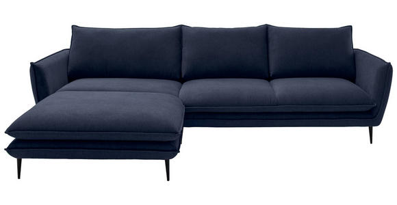 ECKSOFA  in Webstoff Dunkelblau  196/304 cm  - Schwarz/Dunkelblau, KONVENTIONELL, Textil/Metall (196/304cm) - Hom`in